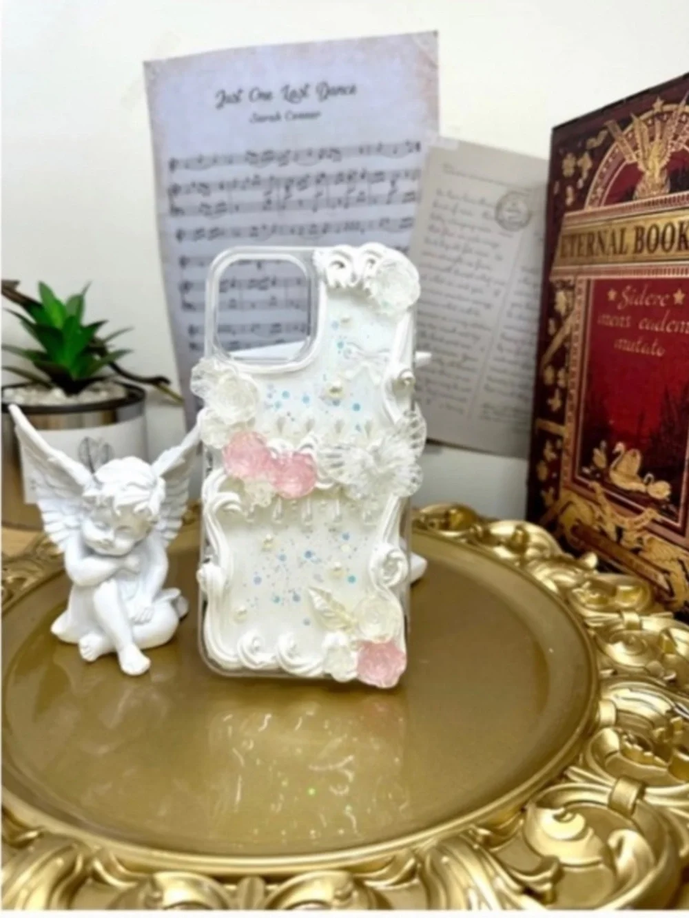 2 items .iPhone 12promax Baroque Butterfly Phone Case,Handmade case